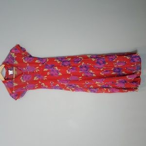 Red floral maxi dress